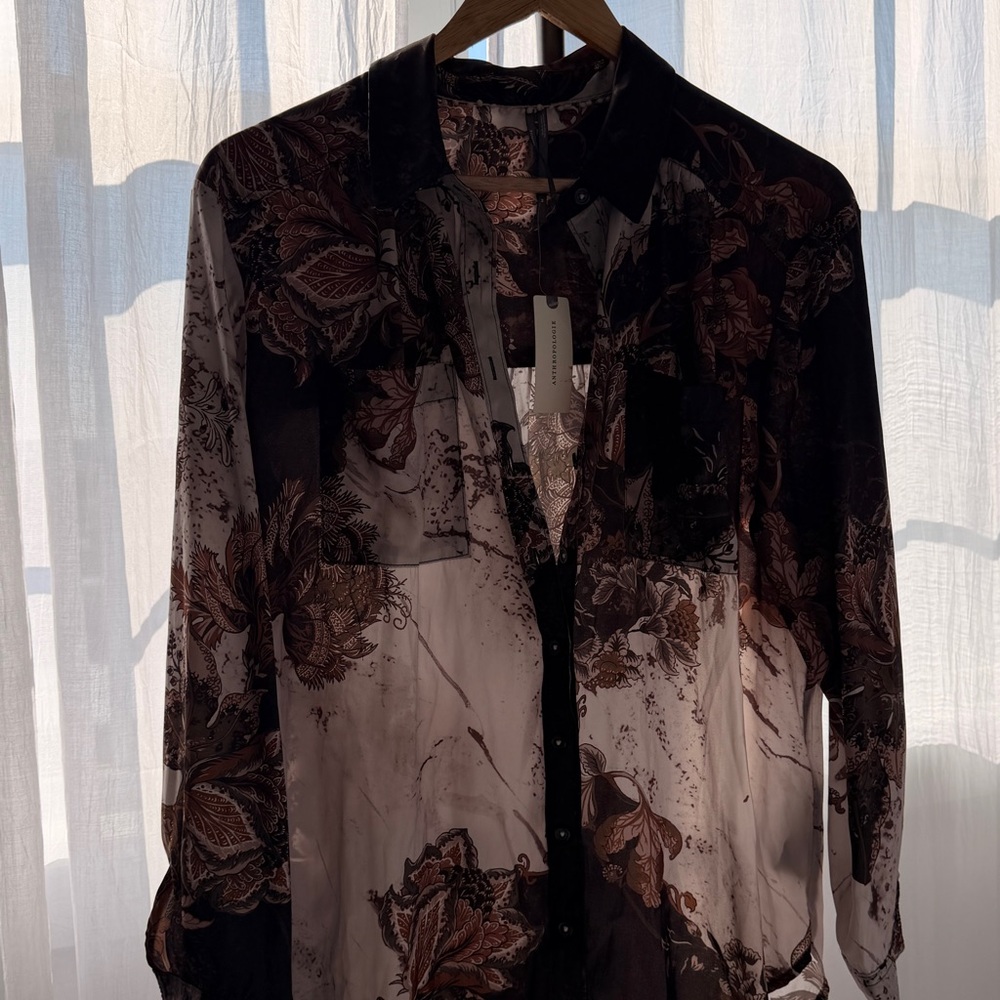 Anthropologie Brown Motif Blouse